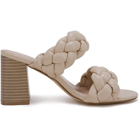 Bridal Bridesmaid Heeled Sandals Braided Open Toe Chunky Heels Slip on Strappy - Picture 7 of 7